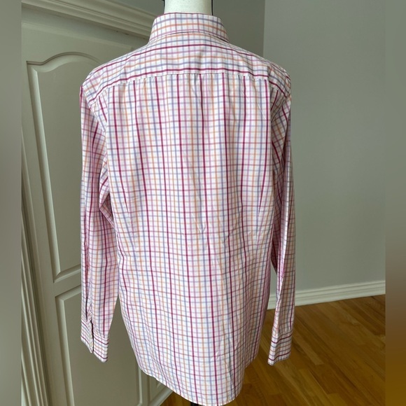 Lands' End no iron plaid size 18 long sleeve button up shirt work career office - Picture 2 of 12
